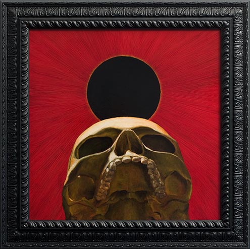 Pop Surrealism Skull Oil Painting by Los Angeles Artist Chris Peters